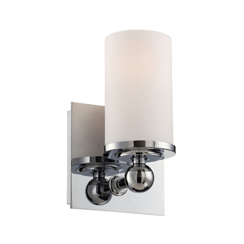 Adam 1 Light Vanity In Chrome And White Opal Glass