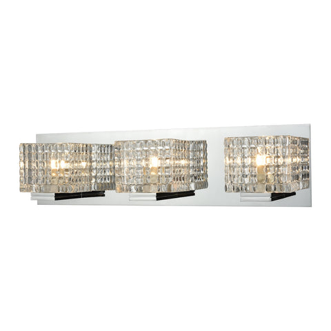 Chastain 3 Light Vanity In Chrome And Clear Glass