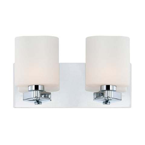 Embro 2 Light Vanity In Chrome And Oval White Opal Glass