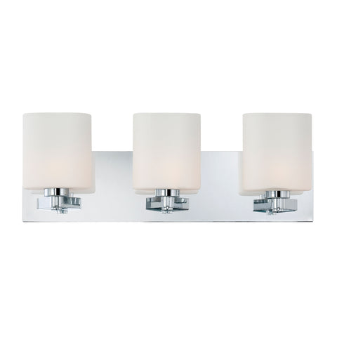 Embro 3 Light Vanity In Chrome And Oval White Opal Glass