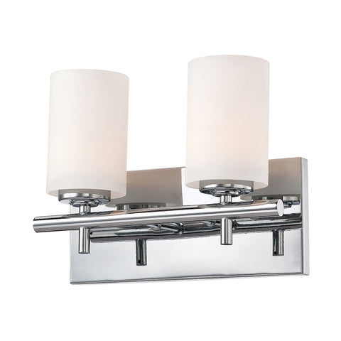 Barro 2 Light Vanity In Chrome And White Opal Glass