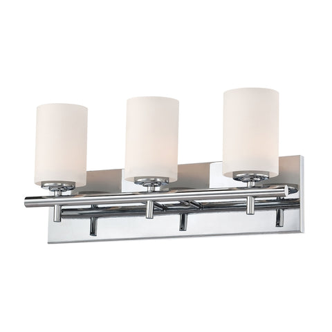 Barro 3 Light Vanity In Chrome And White Opal Glass