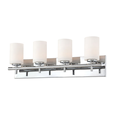 Barro 4 Light Vanity In Chrome And White Opal Glass