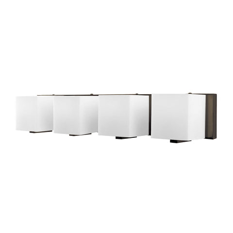 Borg 4 Light Vanity In Oil Rubbed Bronze And White Opal Glass