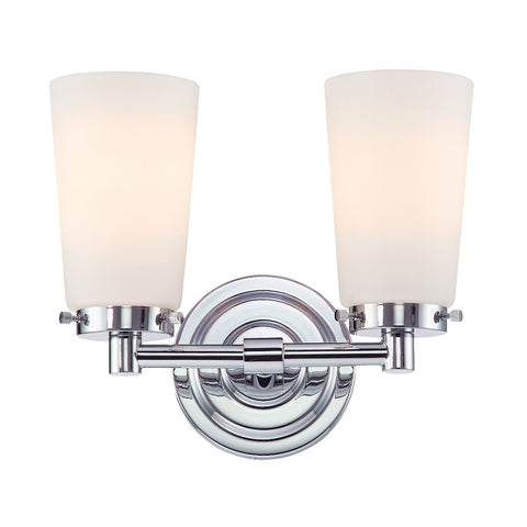 Madison 2 Light Vanity In Chrome And White Opal Glass