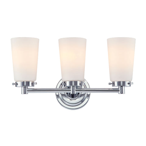 Madison 3 Light Vanity In Chrome And White Opal Glass