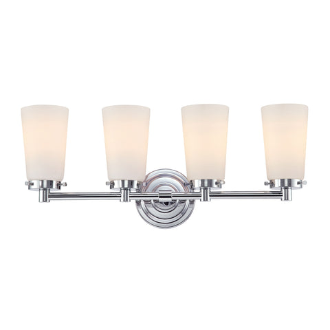 Madison 4 Light Vanity In Chrome And White Opal Glass