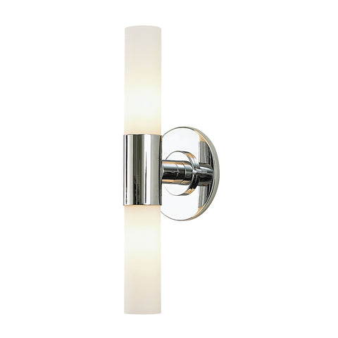 Double Cylinder 2 Light Vanity In Chrome And White Opal Glass