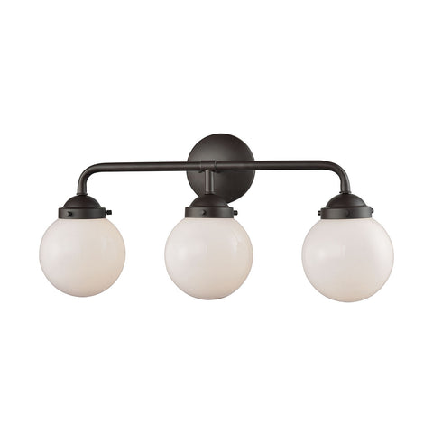 Beckett 3 Light Bath In Oil Rubbed Bronze And Opal White Glass