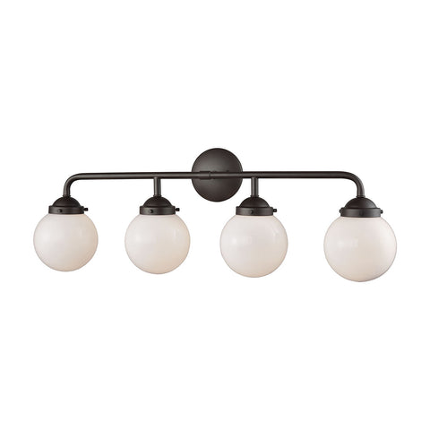 Beckett 4 Light Bath In Oil Rubbed Bronze And Opal White Glass