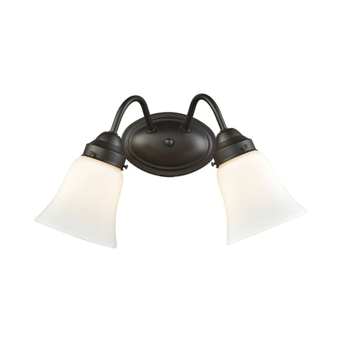 Califon 2 Light Bath In Oil Rubbed Bronze With White Glass