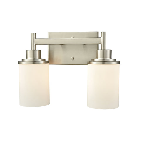 Belmar 2 Light Bath In Brushed Nickel With Opal White Glass