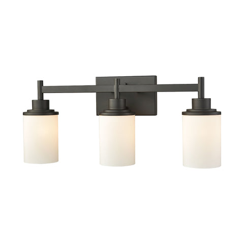 Belmar 3 Light Bath In Oil Rubbed Bronze With Opal White Glass