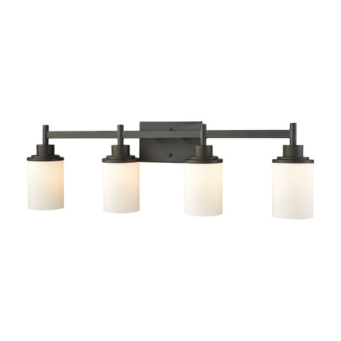 Belmar 4 Light Bath In Oil Rubbed Bronze With Opal White Glass