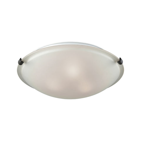 Sunglow 3 Light Flush With White Glass And Oil Rubbed Bronze And Brushed Nickel Clips Included