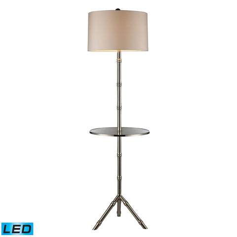 Stanton LED Table Lamp In Silver Plating With Glass Tray And Pure White Shade