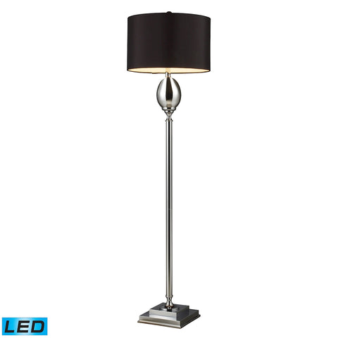 Waverly LED Floor Lamp In Chrome Plated Glass With Milano Black Shade