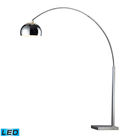 Penbrook LED Arc Floor Lamp In Chrome With White Marble Base