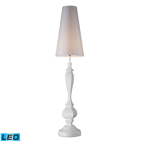 Palmyra LED Floor Lamp In Gloss White With Pure White Faux Silk Shade