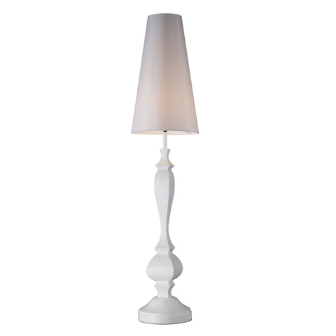 Palmyra Floor Lamp In Gloss White With Pure White Faux Silk Shade