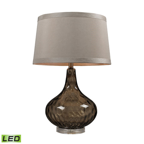 Water Glass LED Table Lamp Coffee Smoke With Taupe Shade