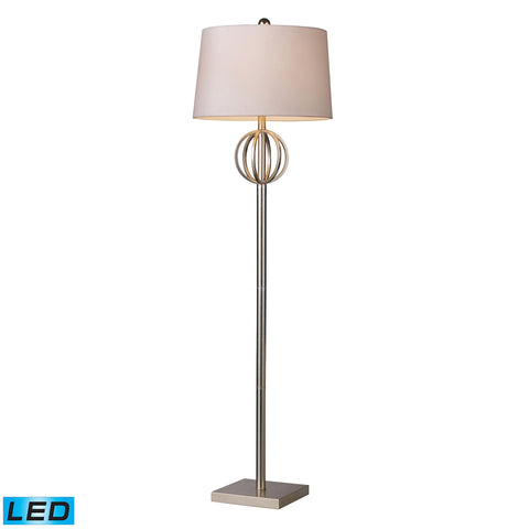 Donora LED Floor Lamp In Silver Leaf With Milano Off White Shade