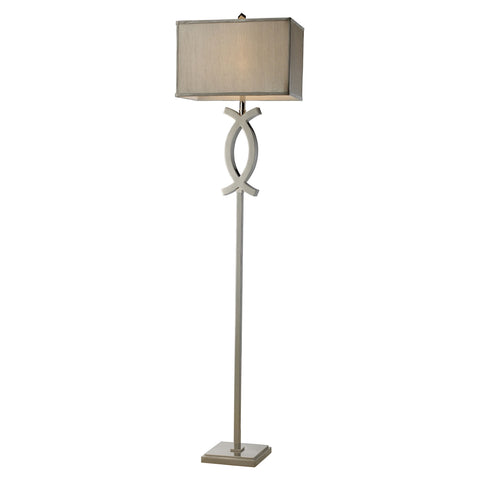 Rowley Brass Floor Lamp In Chrome With Grey Shade