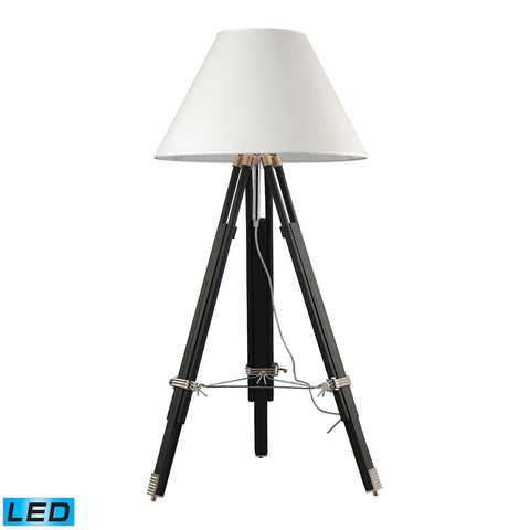 Studio LED Floor Lamp In Chrome And Black With Woven Linen Shade