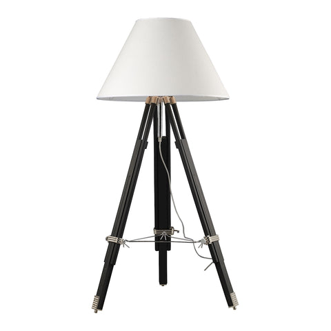 Studio Floor Lamp In Chrome And Black With Woven Linen Shade