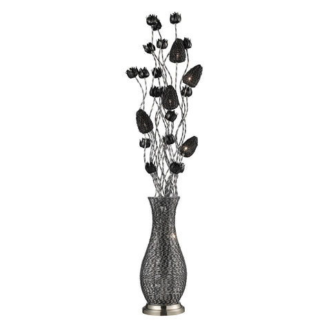 Cyprus Grove Floral Display Floor Lamp in Chrome And Black