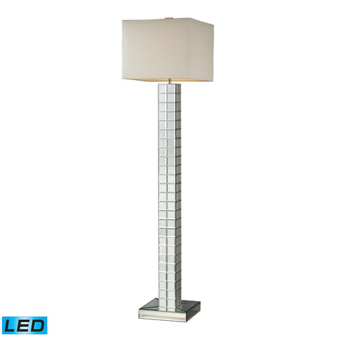 Luella LED Floor Lamp In Clear Finish With Off White Faux Silk Shade