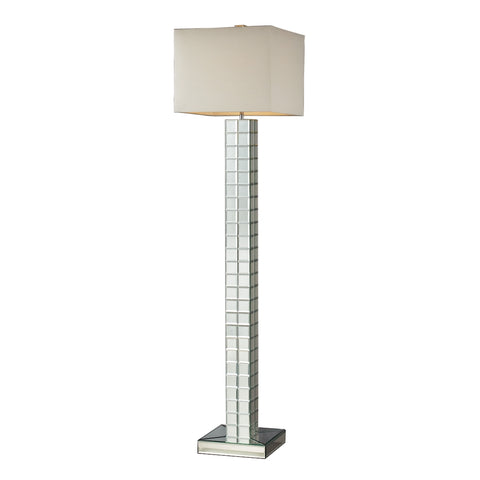 Luella Floor Lamp In Clear Finish With Off White Faux Silk Shade