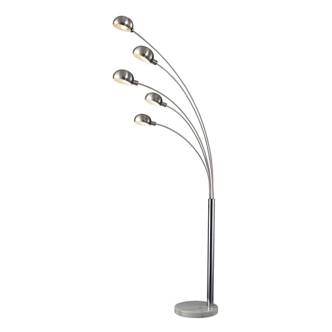 Penbrook Arc Floor Lamp In Silver Plating With White Marble Base