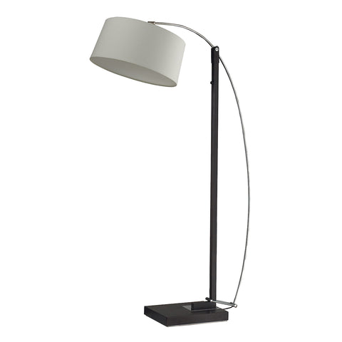 Logan Square Floor Lamp In Dark Brown With Off-White Linen Shade