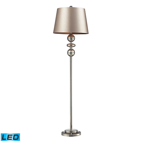 Hollis LED Floor Lamp In Antique Mercury Glass And Polished Nickel