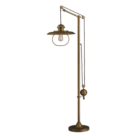 Farmhouse 1 Light Floor Lamp In Antique Brass With Matching Metal Shade