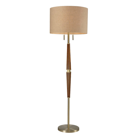 Jorgenson Floor Lamp In Wood And Satin Brass