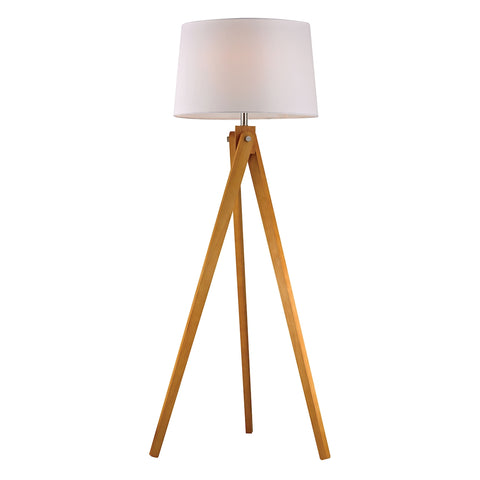 Wooden Tripod Floor Lamp in Natural Wood Tone