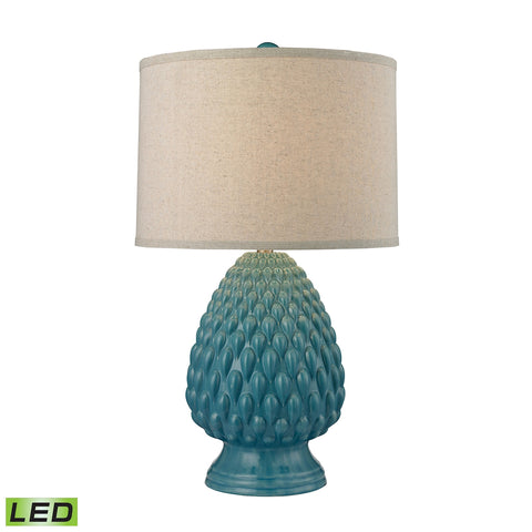 Acorn Ceramic LED Table Lamp in Deep Seafoam Glazed Ceramic