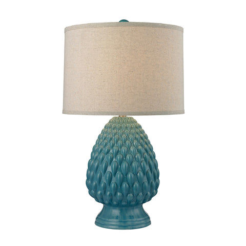 Acorn Ceramic Table Lamp in Deep Seafoam Glazed Ceramic