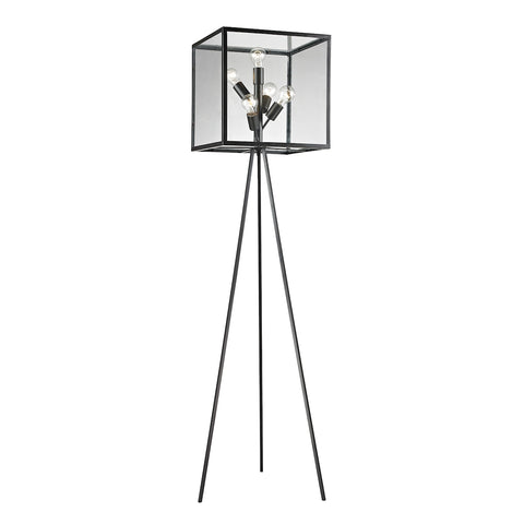 Workshop Glass 5 Light Cube Floor Lamp in Aged Bronze