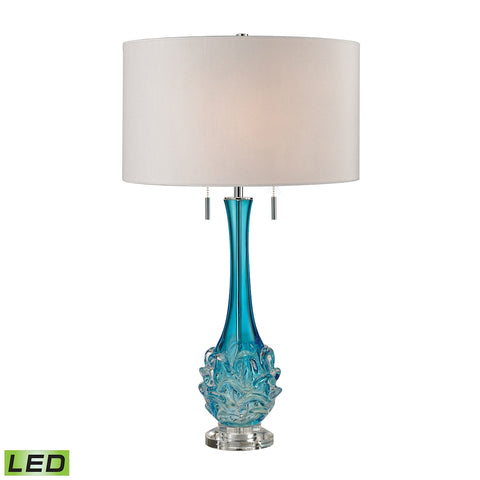 Vignola Free Blown Glass LED Table Lamp in Blue