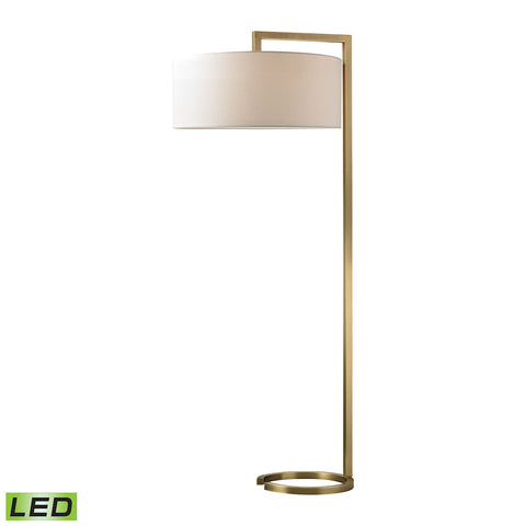 Ring Base LED Floor Lamp In Antique Brass