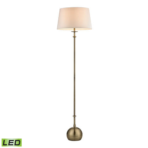 Orb Base LED Floor Lamp In Antique Brass