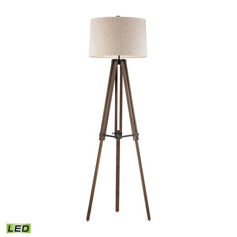 Wooden Brace LED Tripod Floor Lamp