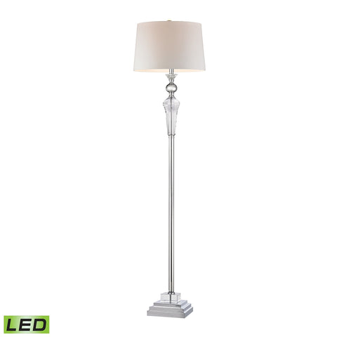 Crystal Column LED Floor Lamp With Chrome Orb