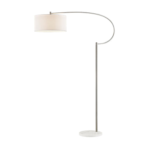 Whitecrane 1 Light Floor Lamp In Satin Nickel And White