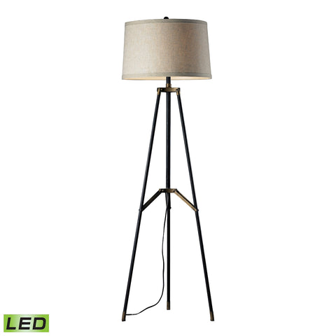 Functional Tripod LED Floor Lamp in Restoration Black And Aged Gold