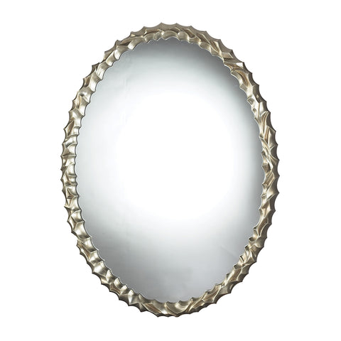 Emery Hill Oval Mirror In Silver Leaf