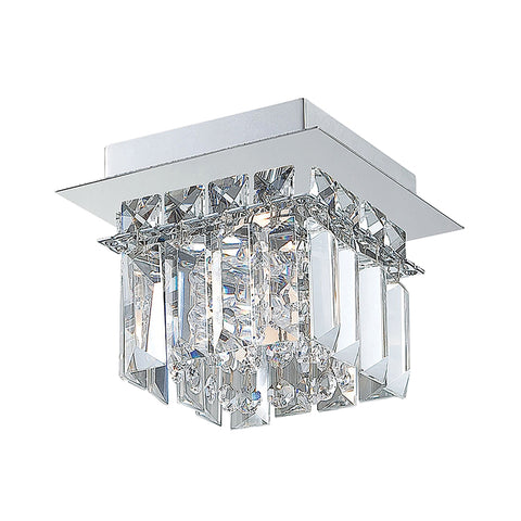 Crown 1 Light Flushmount In Chrome And Clear Crystal Glass